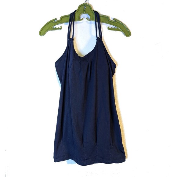 Lululemon Navy Blue blousy strappy top, built in Bra Size 4 - Picture 1 of 6